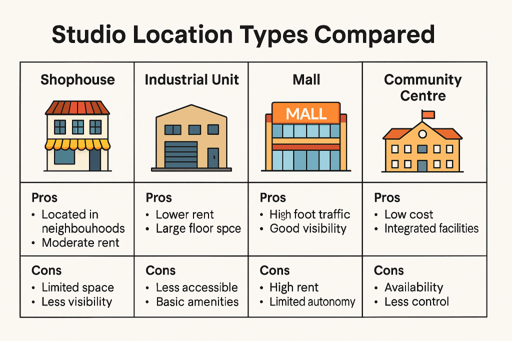 Singapore dance studio location types