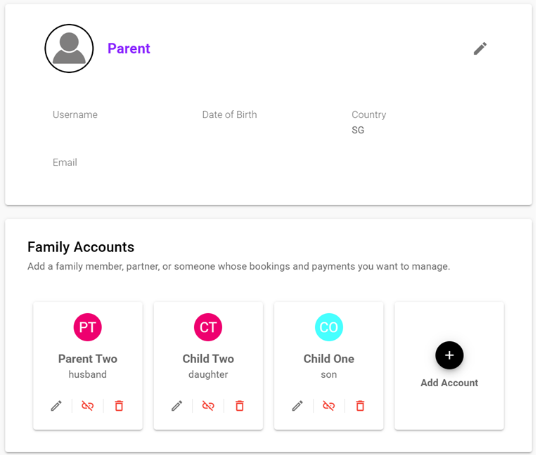 Family Account Feature